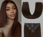 Straight Choclate Brown Clip In Extensions