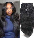 Black wave human hair clip-in
